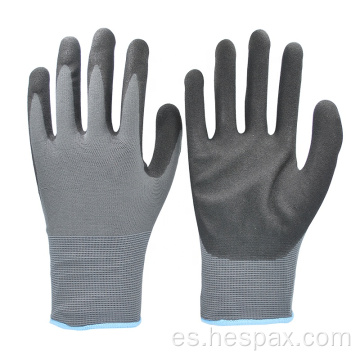 Hespax 13G Polyester Nitrile Guantes de trabajo Finis